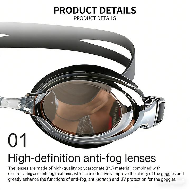 SPP HD Anti-Fog Swim Goggles with Double Silicone Strap, Adjustable, Leak-Proof &amp; UV Protection G1100