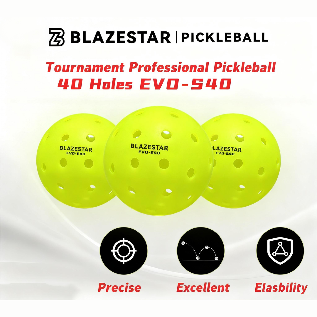 BLAZESTAR 3 Pcs Professiona Pickleball  Rotomolded Matte Yellow ,Tournament Outdoor 40-Hole
