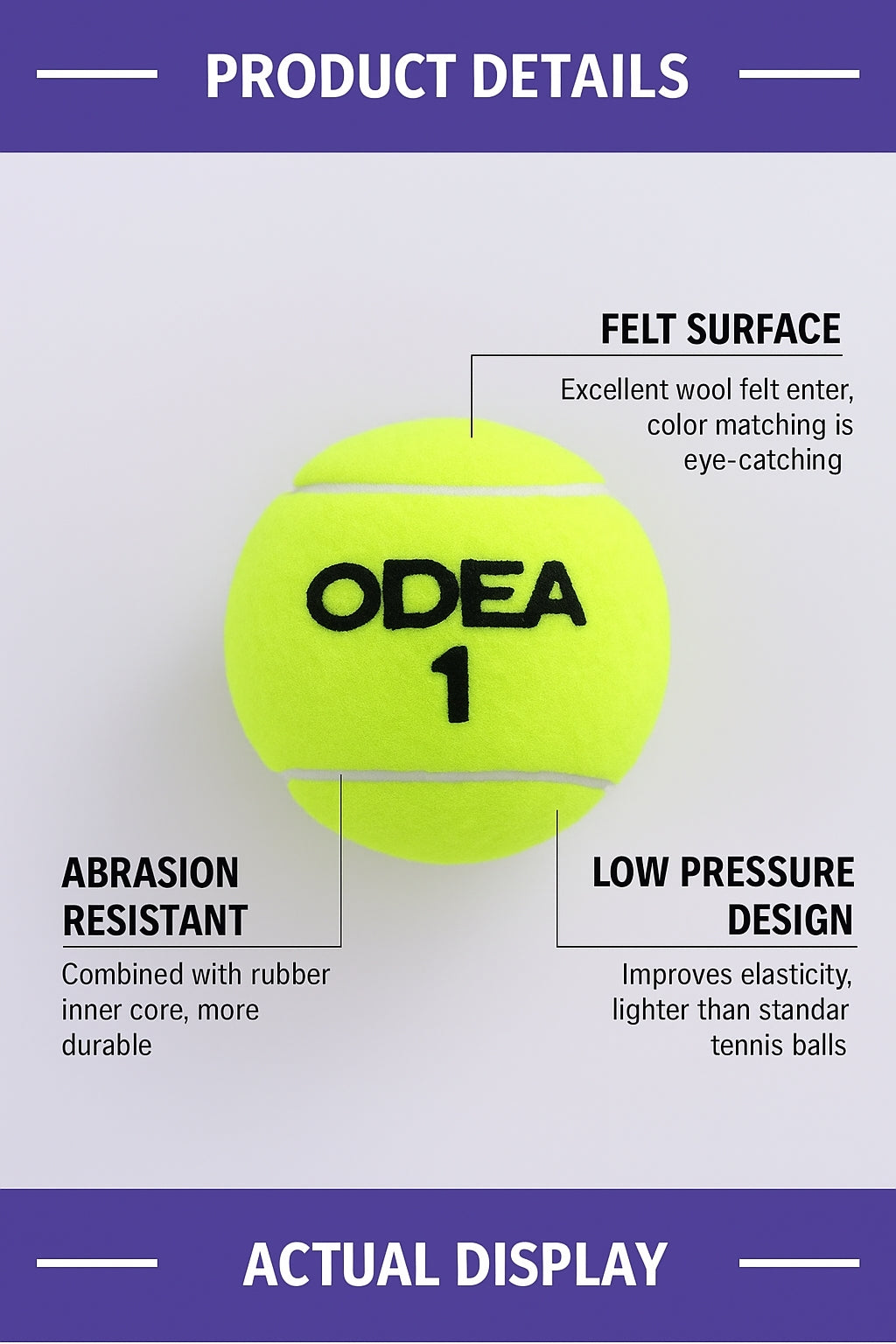 ODEA Stage 1 Green Point Tennis Balls – Low Compression Kids Tennis Balls (1 pcs)
