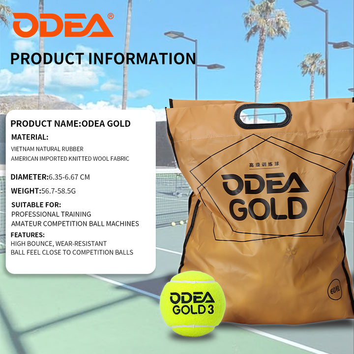 ODEA Gold Training Tennis Balls  (Rebound 140-148CM ITF) 60 Pcs