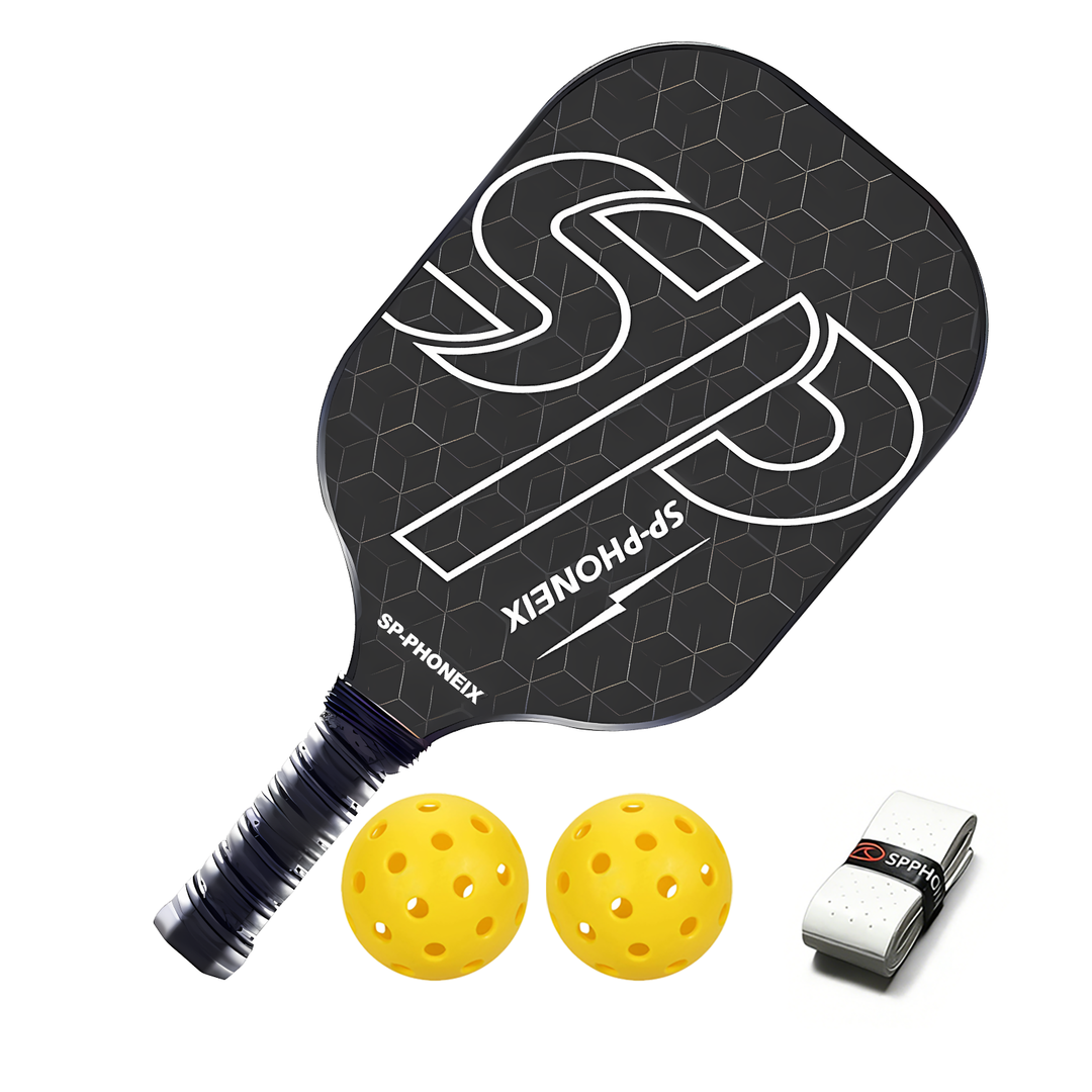 SPP Pickleball Paddles Set, 1 Paddle with 2 Pickle Balls, 1 Grip, Durable &amp;amp; Lightweight Racket for Beginners
