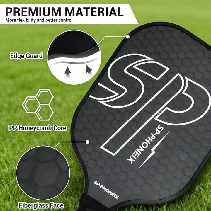 SPP Pickleball Paddles Set, 1 Paddle with 2 Pickle Balls, 1 Grip, Durable &amp;amp; Lightweight Racket for Beginners