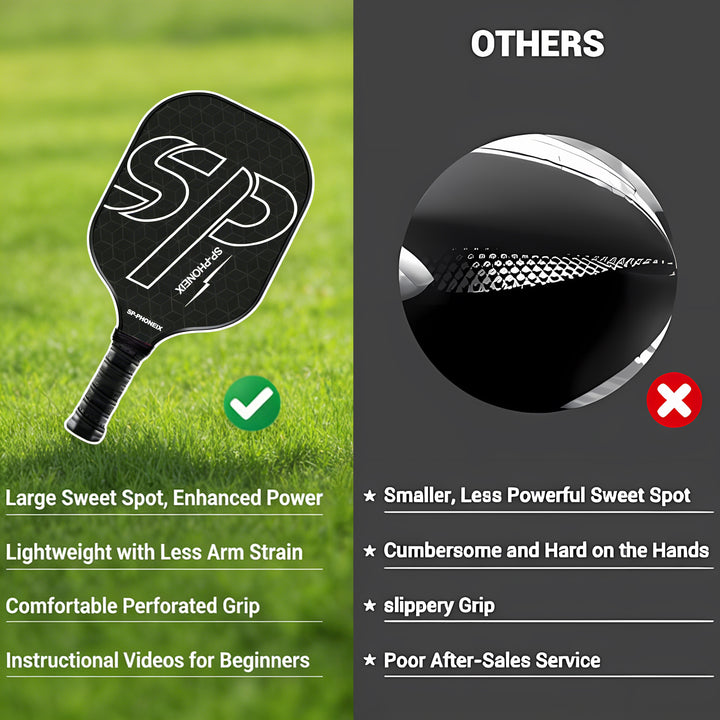 SPP Pickleball Paddles Set, 1 Paddle with 2 Pickle Balls, 1 Grip, Durable &amp;amp; Lightweight Racket for Beginners