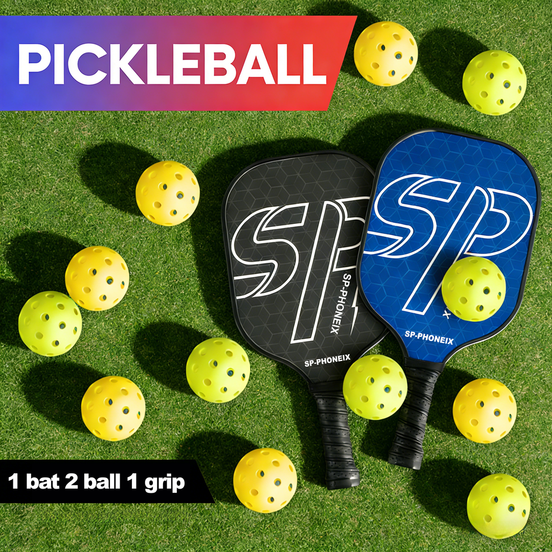 SPP Pickleball Paddles Set, 1 Paddle with 2 Pickle Balls, 1 Grip, Durable &amp;amp; Lightweight Racket for Beginners