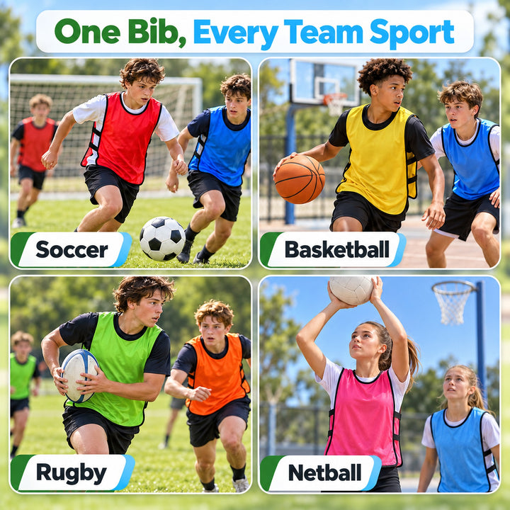 SPPHONEIX Team Training Sports Bibs Vests Soccer Basketball Football Rugby Netball Cricket Various team sports