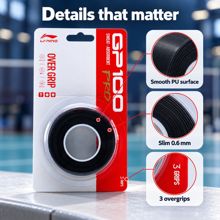 Li-Ning GP100 Pro Badminton Overgrip - 3-Pack - GP100 Pro Badminton Overgrip - 3-Pack 细节图 03