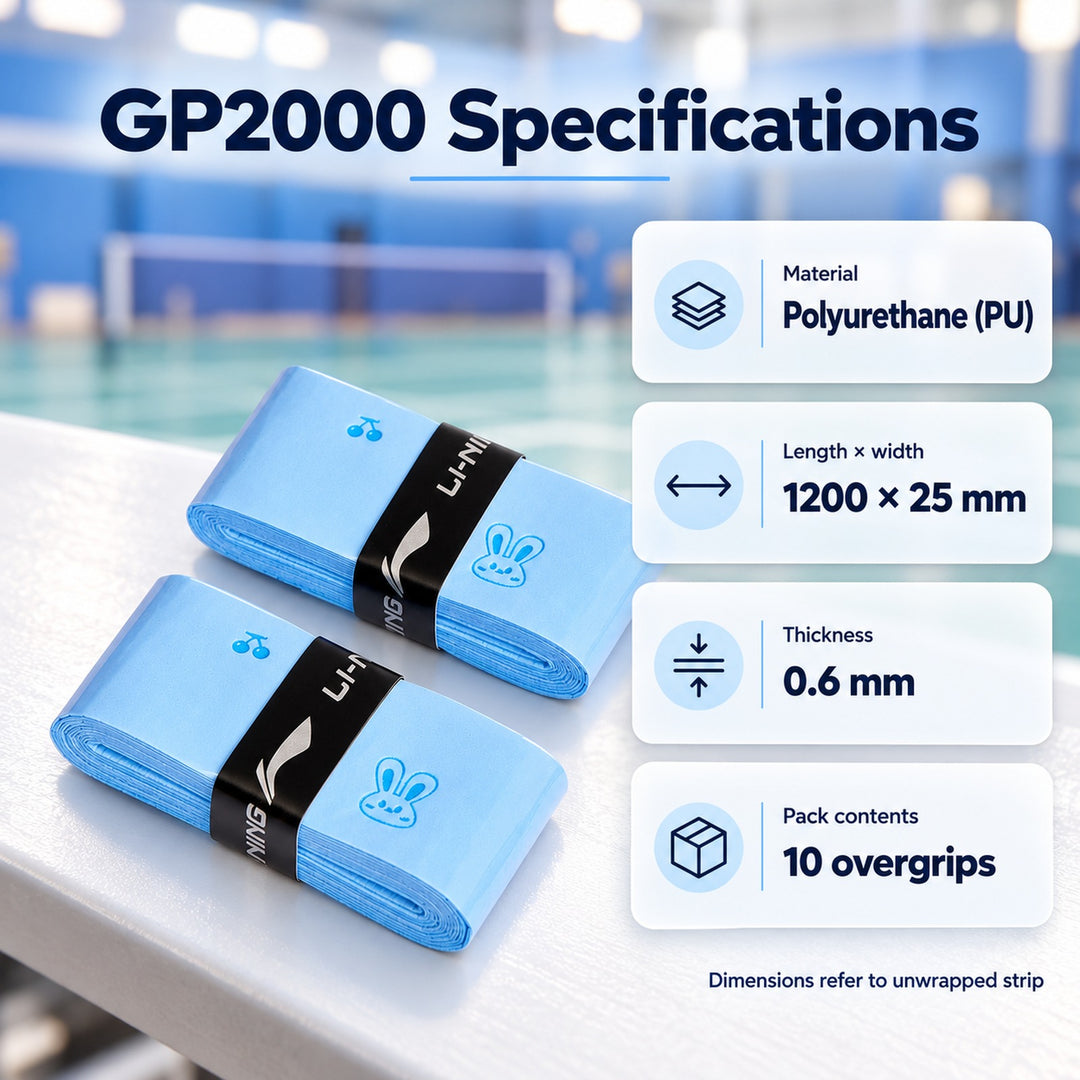 Li-Ning GP2000 Rabbit Badminton Overgrip - 10-Pack - GP2000 Rabbit Badminton Overgrip - 10-Pa 规格图 05