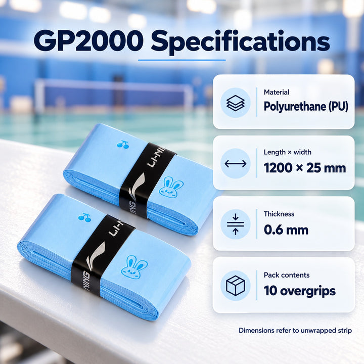 Li-Ning GP2000 Rabbit Badminton Overgrip - 10-Pack - GP2000 Rabbit Badminton Overgrip - 10-Pa 规格图 05