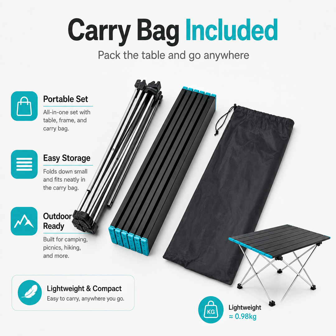 Portable Folding Camping Table, Lightweight Aluminum Roll‑Up Camp Table with Carry Bag, Small… – view 8
