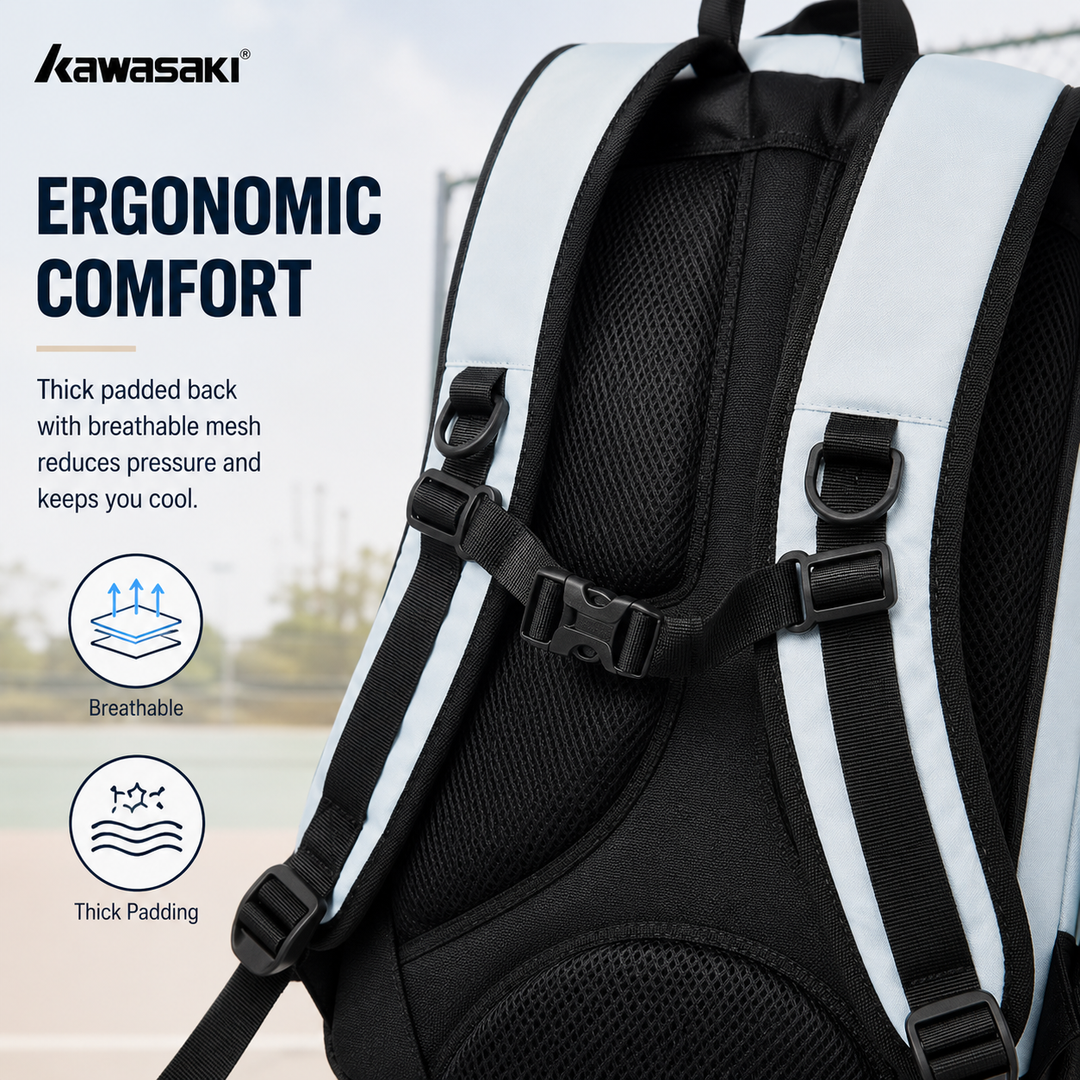 KAWASAKI Backpack Blue Large Capacity Sports Backpack for Badminton Travel K1G00-C8240