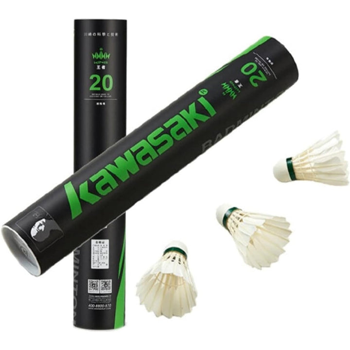 Kawasaki 12-Pack Intact Dack Feather Badminton Shuttlecocks with High Stability, Profession Badminton Balls Model 20 Speed 78