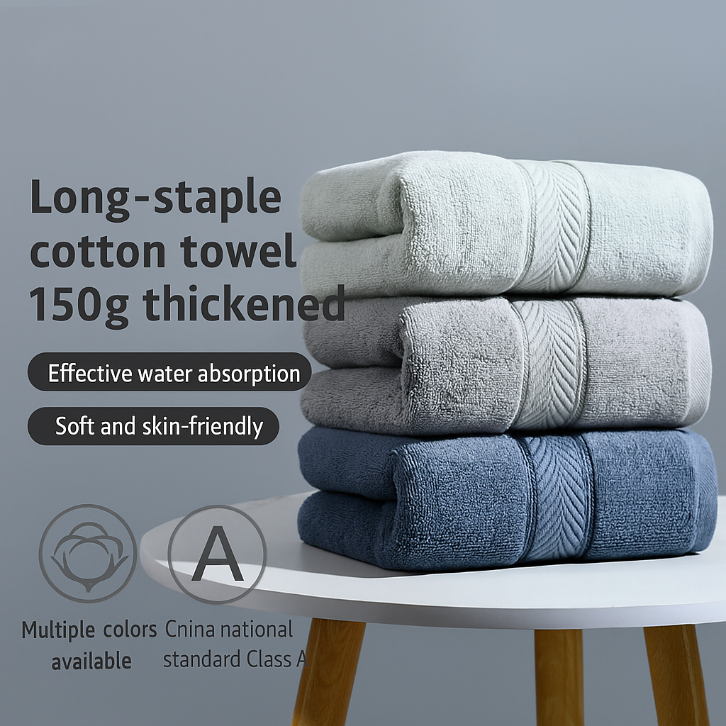 Premium Long-Staple Cotton Towel – Thick, Soft, Absorbent, Home Face Towel
