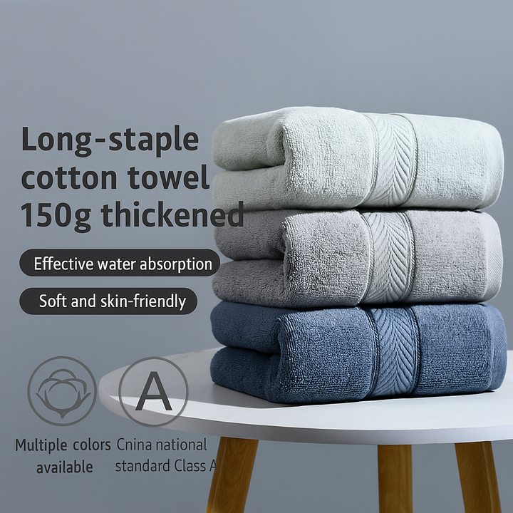 Premium Long-Staple Cotton Towel – Thick, Soft, Absorbent, Home Face Towel
