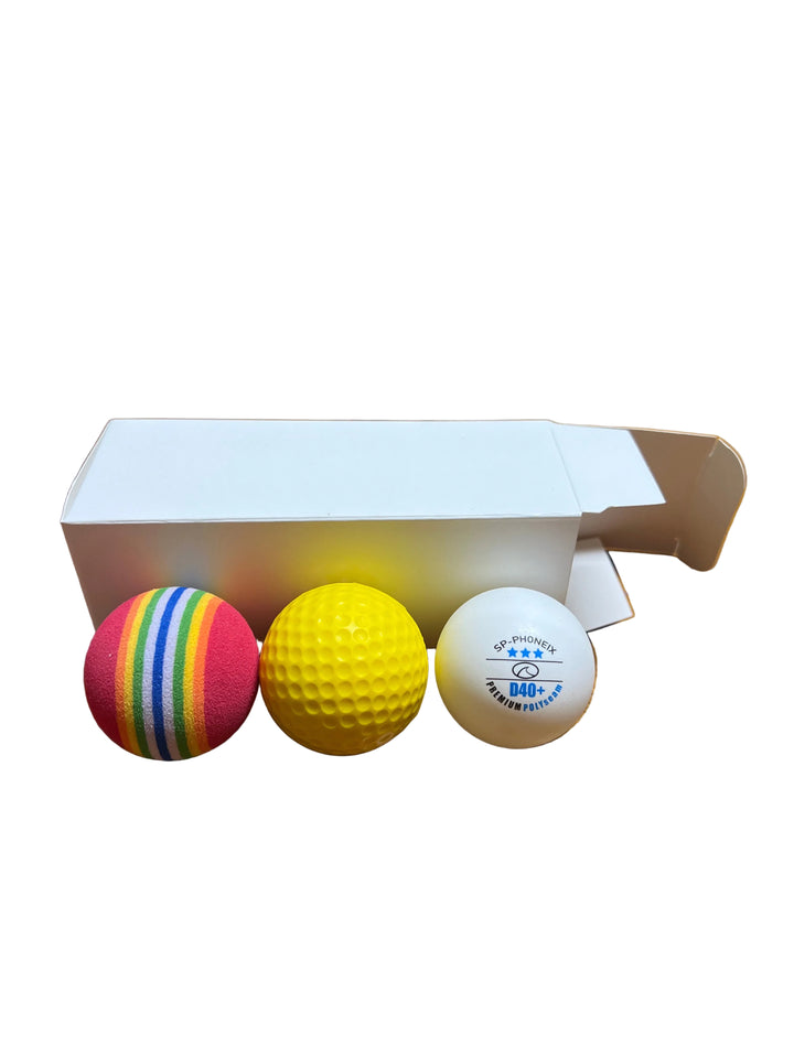 SPP Three different hardness levels of high-efficiency golf swing training balls, suitable for both indoor and outdoor use. 3PCS of various ball materials EVA ABC+ PU (random color matching at shipment)