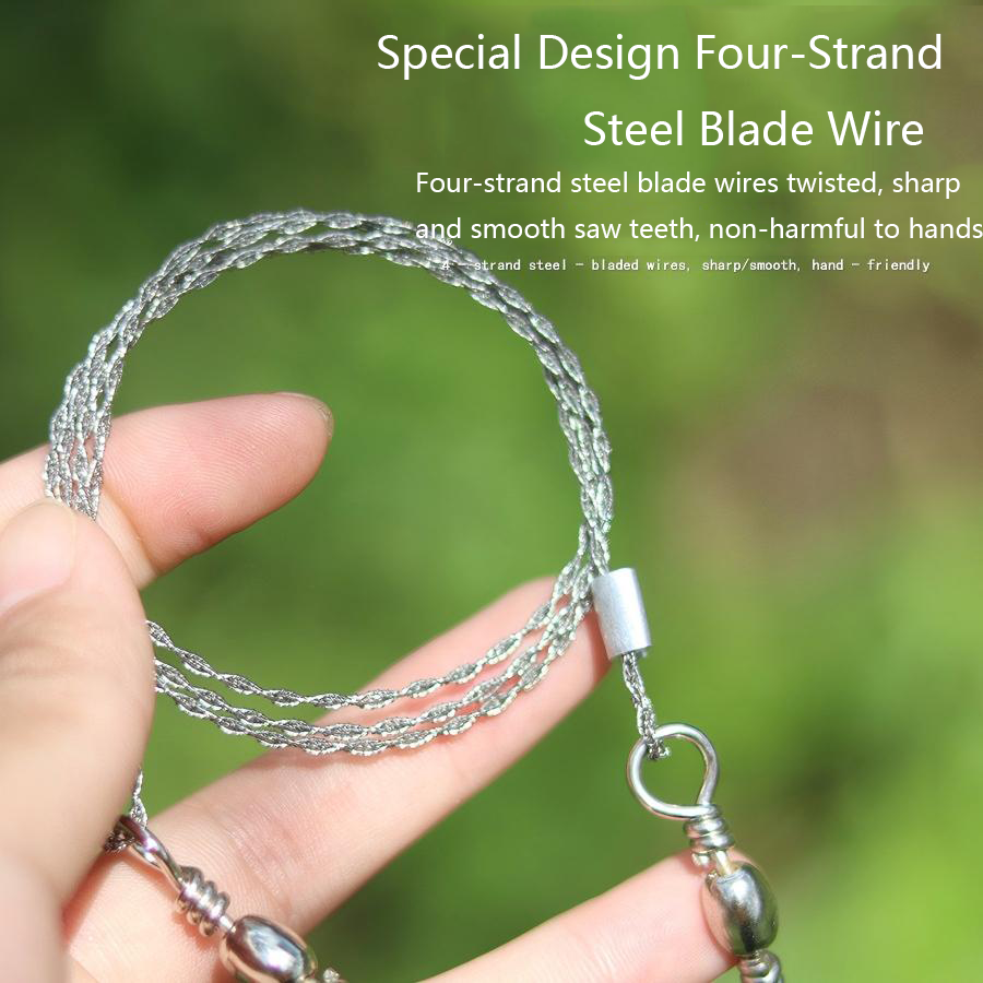 Portable Loop Survival Wire Saw - 4-Strand Steel Chain Saw for Outdoor Emergency (OPP Packaged)
