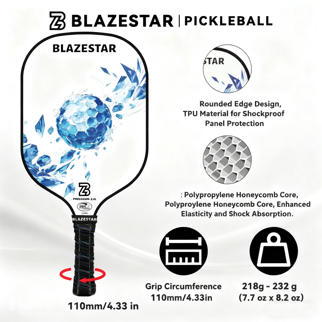 BLAZESTAR Professional Pickleball Paddle - Ice Hockey Series - Fiberglass Paddle