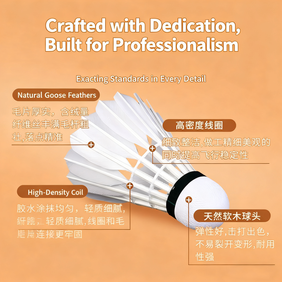 WONG 12 PCS QUEEN Badminton Goose Feather Badminton Shuttlecock