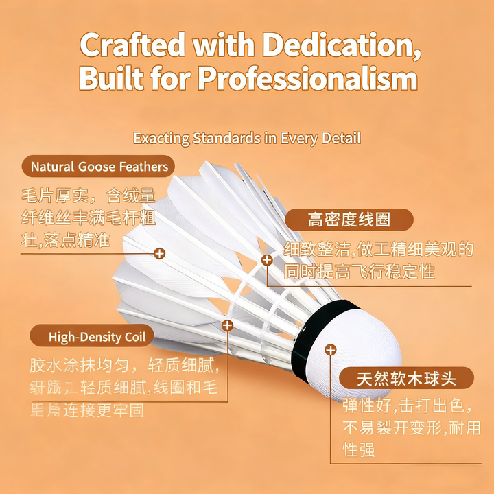 WONG 12 PCS QUEEN Badminton Goose Feather Badminton Shuttlecock