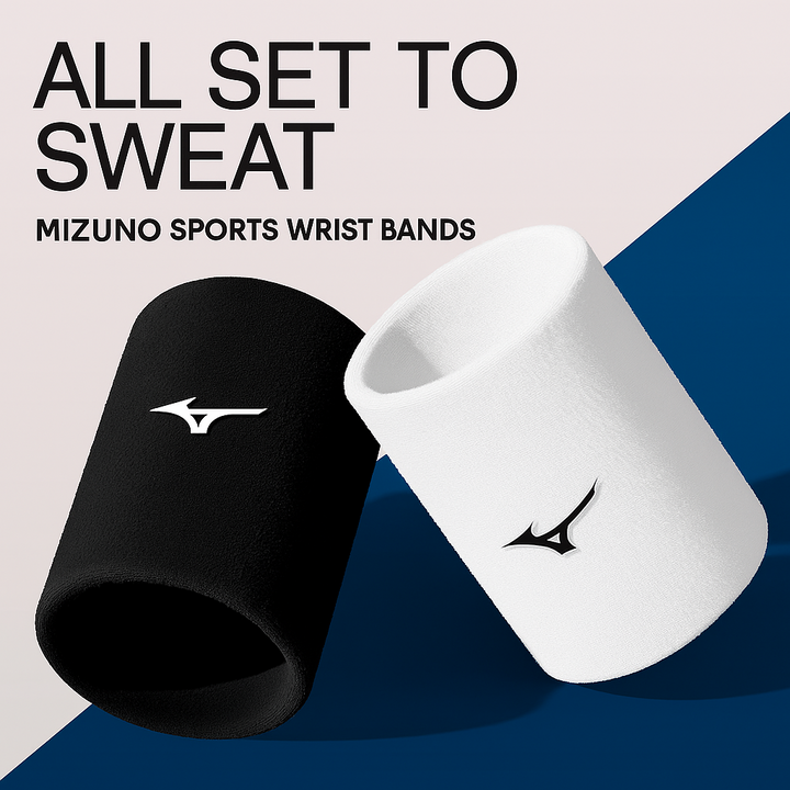 Mizuno Wristband - Sports Wristband for Badminton, Tennis, Basketball, Sweat-Absorbent Wipes