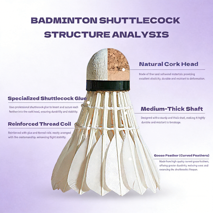 SPPHONEIX Purple Badminton Shuttlecocks Goose Feather Speed 78（Tournament LEVEL）