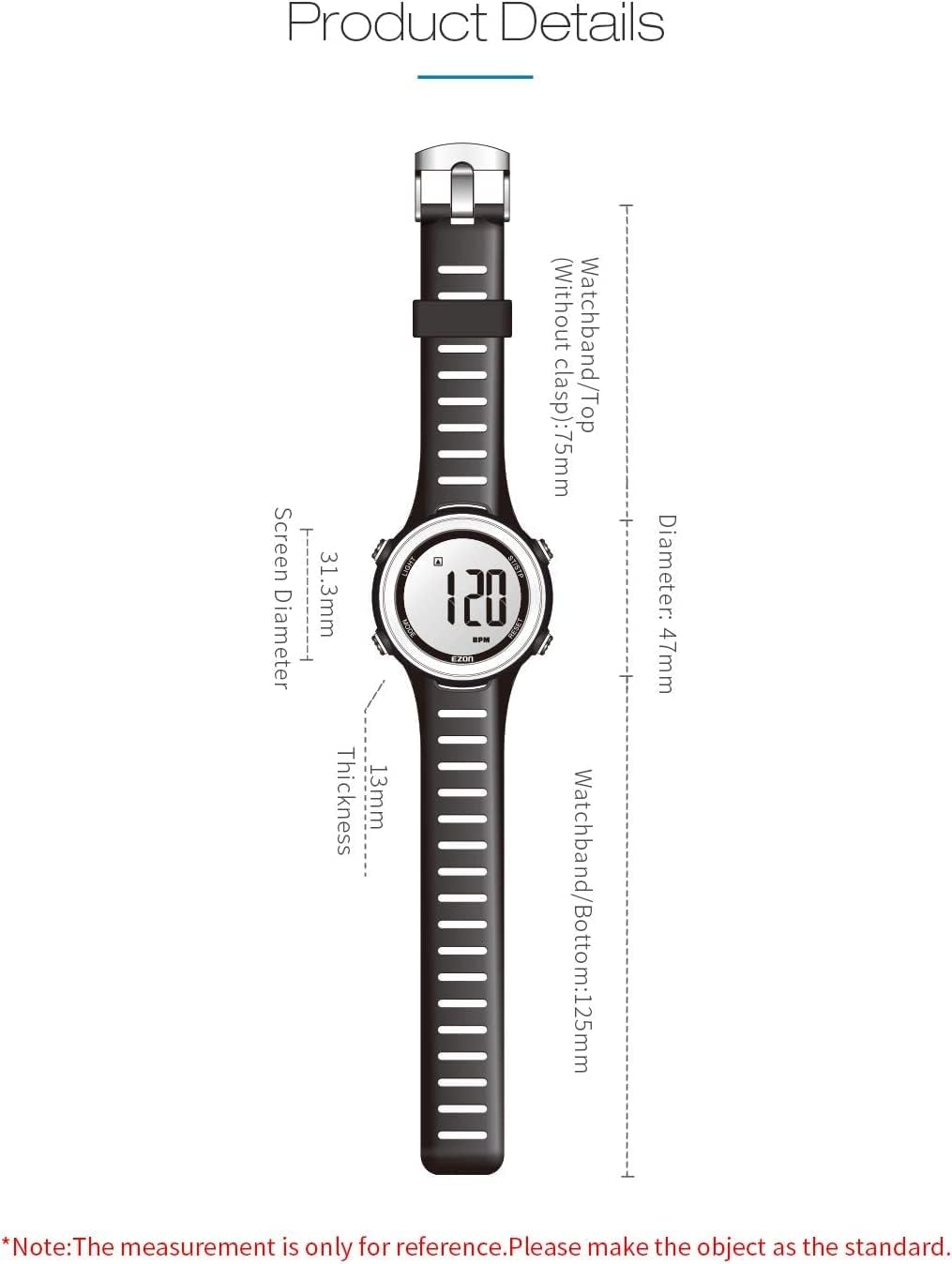EZON T007 Heart Rate Monitor Watch | Waterproof Fitness Tracker with Stopwatch Hourly Chime