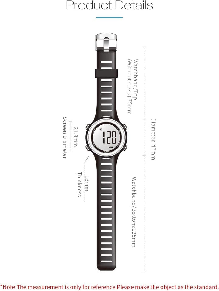 EZON T007 Heart Rate Monitor Watch | Waterproof Fitness Tracker with Stopwatch Hourly Chime