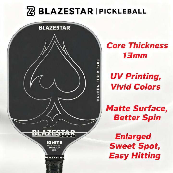 BLAZESTAR Professional ROYAL-F7 Pickleball Paddle T700 Carbon Fiber Matte Control Paddle