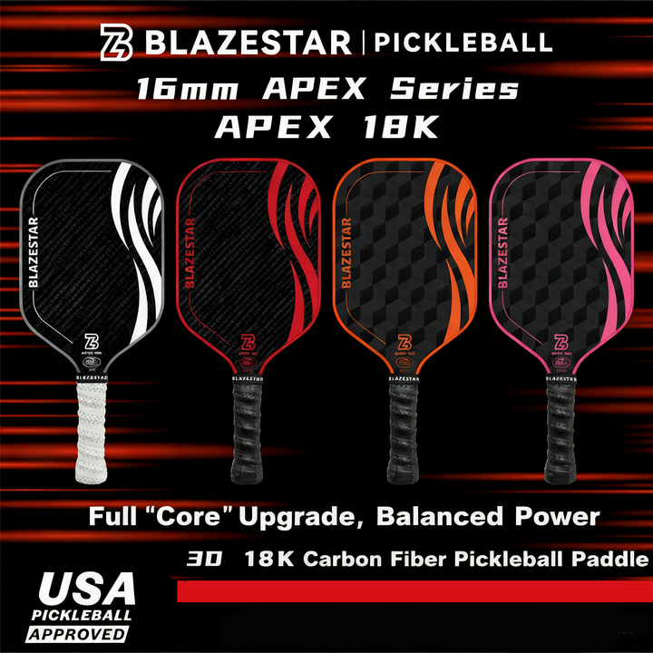 BLAZESTAR Professional Pickleball Paddle Peak Series 16mm 18K Carbon Fiber T700