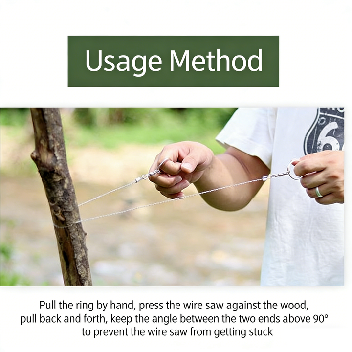 Portable Loop Survival Wire Saw - 4-Strand Steel Chain Saw for Outdoor Emergency (OPP Packaged)