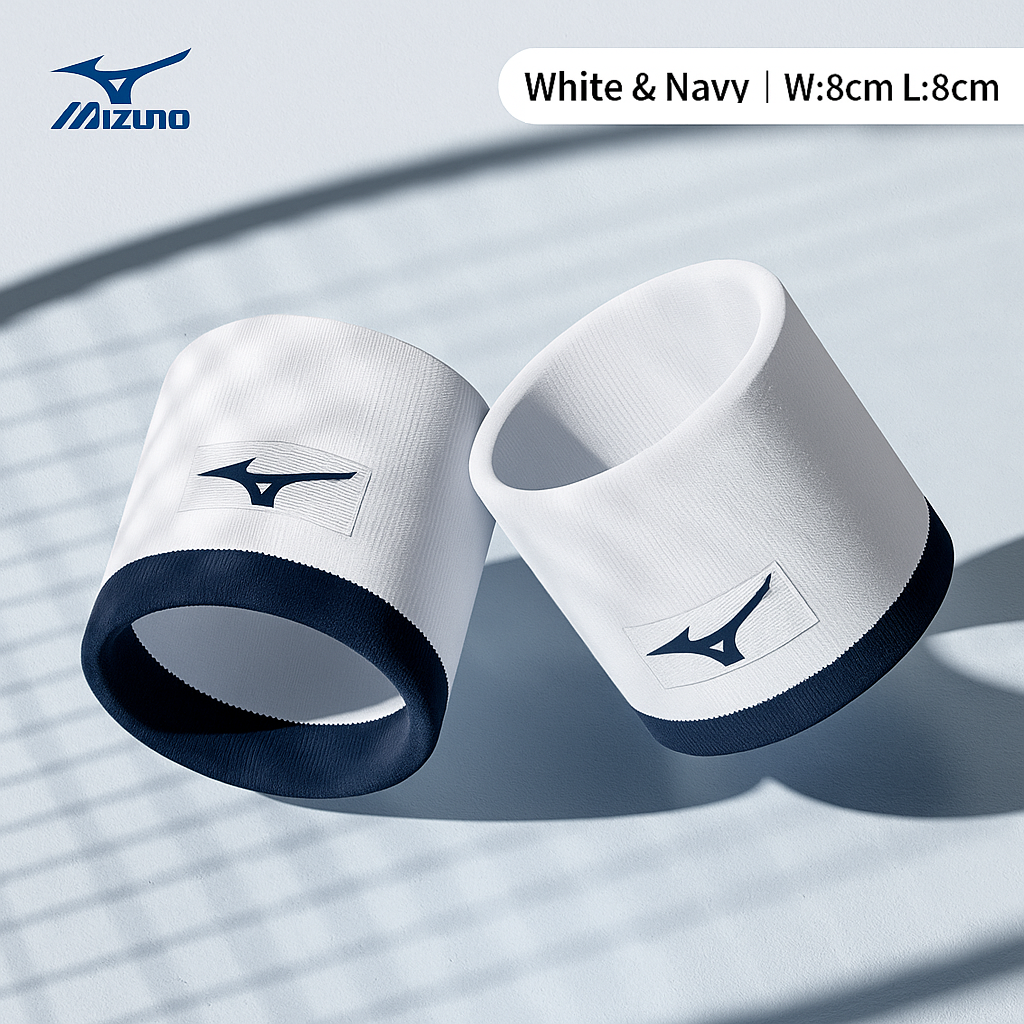Mizuno Wristband - Sports Wristband for Badminton, Tennis, Basketball, Sweat-Absorbent Wipes