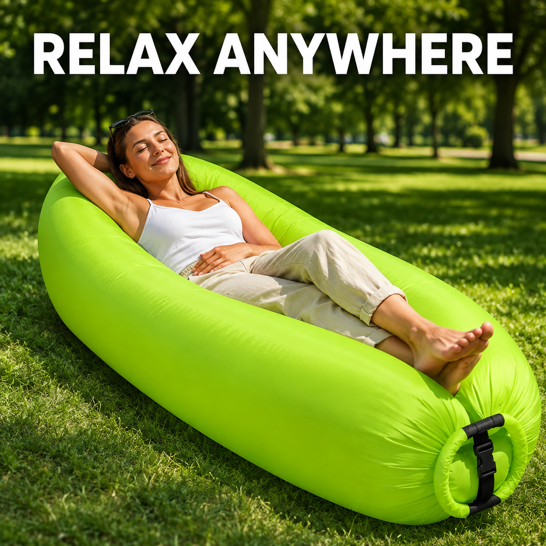 Portable Inflatable Air Sofa, No Pump Required Lightweight Air Lounger for Outdoor Camping Beach Park