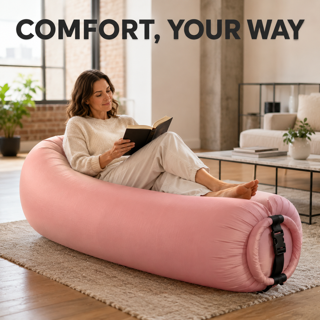 Portable Inflatable Air Sofa, No Pump Required Lightweight Air Lounger for Outdoor Camping Beach Park