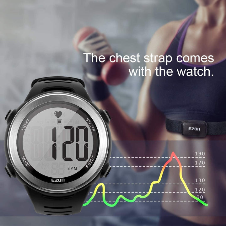EZON T007 Heart Rate Monitor Watch | Waterproof Fitness Tracker with Stopwatch Hourly Chime