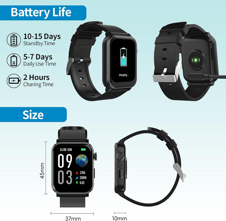 EZON 1.83" Smart Watch | Bluetooth Calling, Heart Rate | 120+ Sports Modes,S7