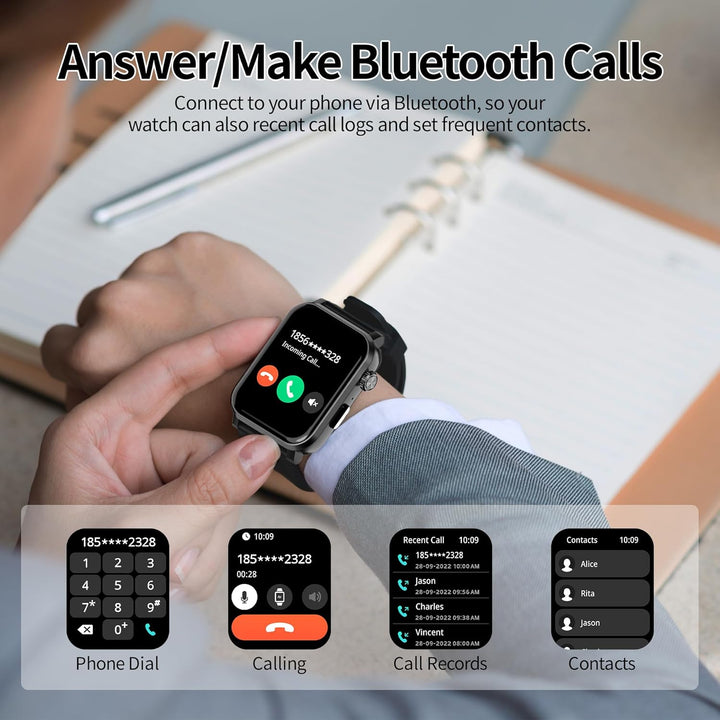 EZON 1.83" Smart Watch | Bluetooth Calling, Heart Rate | 120+ Sports Modes,S7