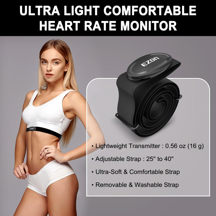 EZON C009 Pro Heart Rate Monitor | ANT+ & Bluetooth 5.1 | Waterproof | Garmin, Polar, Wahoo Compatible