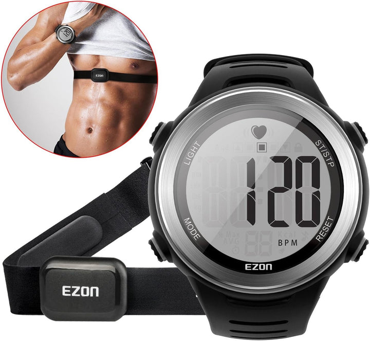 EZON T007 Heart Rate Monitor Watch | Waterproof Fitness Tracker with Stopwatch Hourly Chime