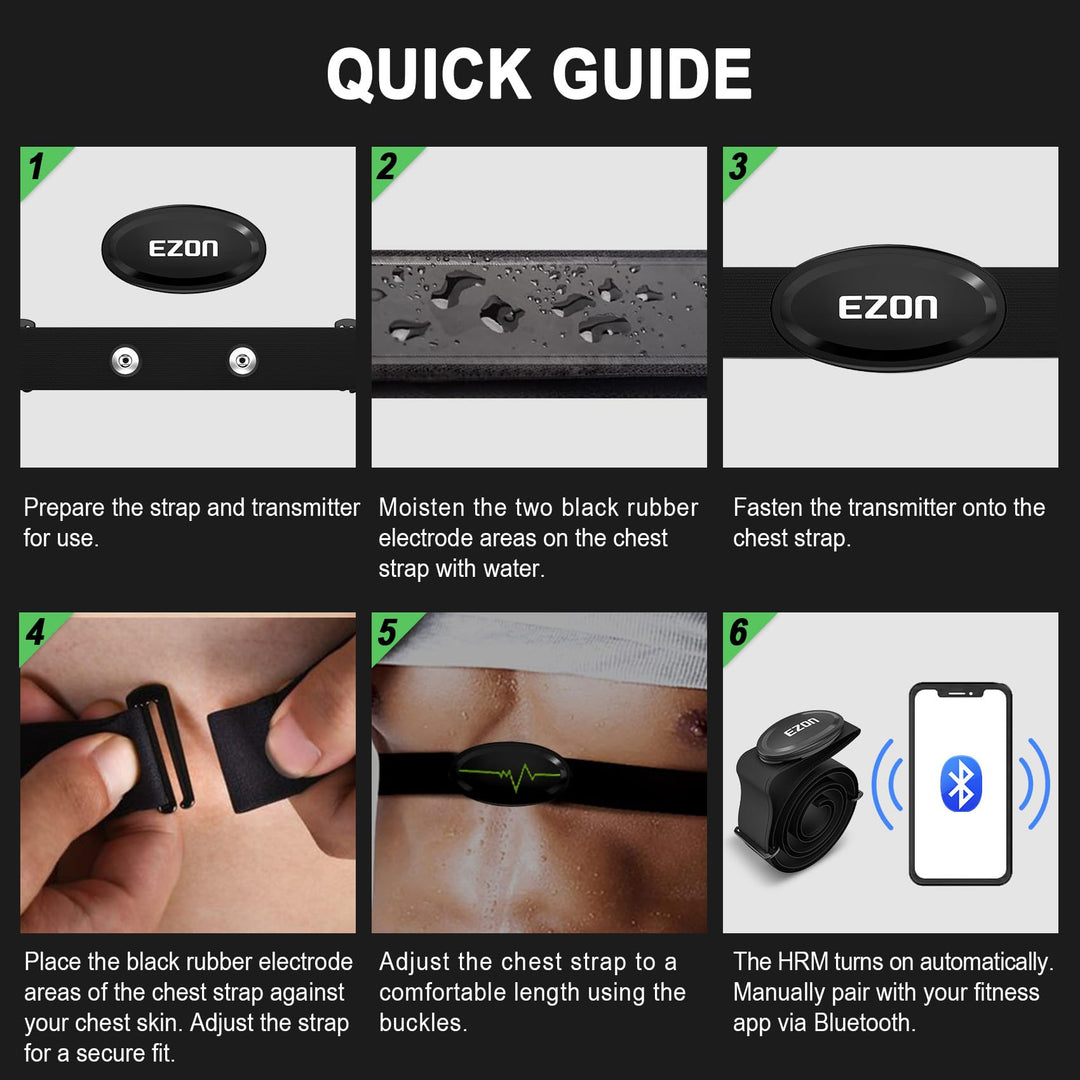EZON C009 Pro Heart Rate Monitor | ANT+ & Bluetooth 5.1 | Waterproof | Garmin, Polar, Wahoo Compatible