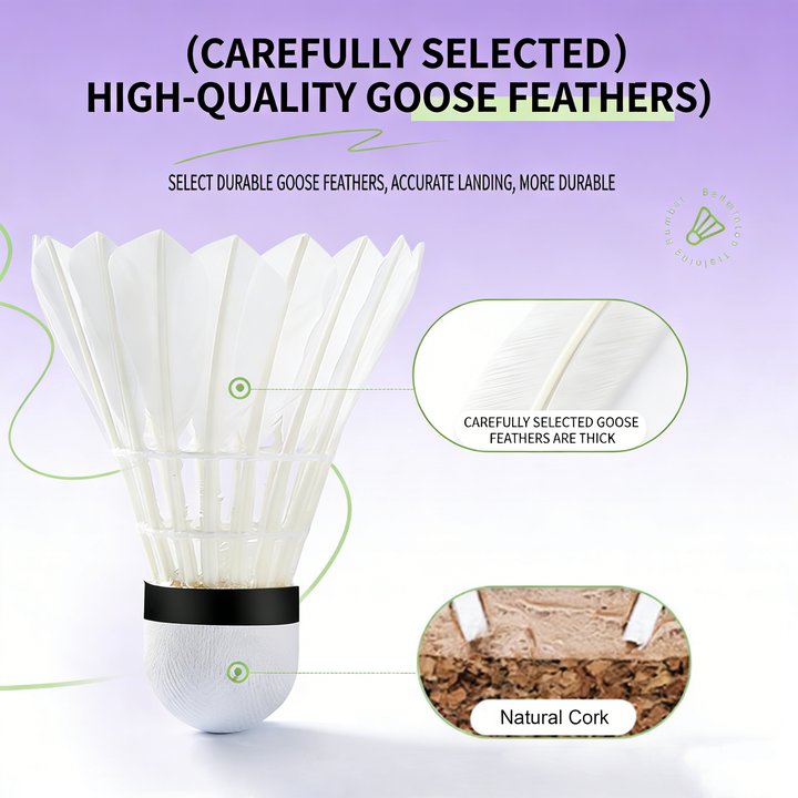 SPPHONEIX Purple Badminton Shuttlecocks Goose Feather Speed 78（Tournament LEVEL）
