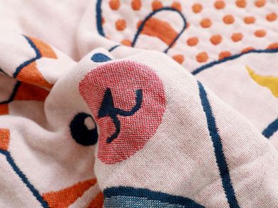 Cartoon Pure Cotton Gauze Quilt – 100% Cotton, Soft, Breathable, Sweat-Absorbing Nap Blanket