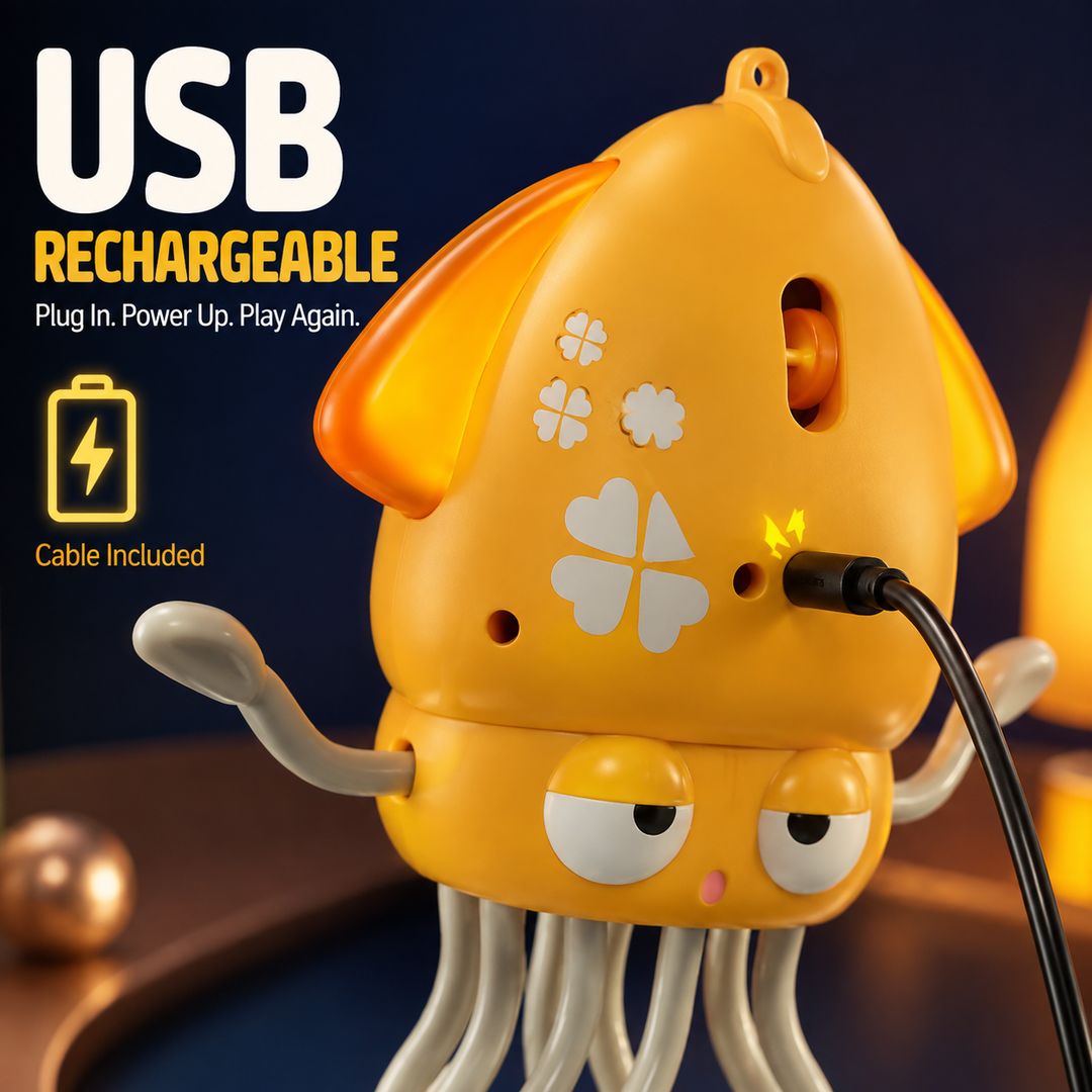 Viral Dancing Squid Toy | Auto Obstacle Avoidance Music Light Rechargeable Kids Toy