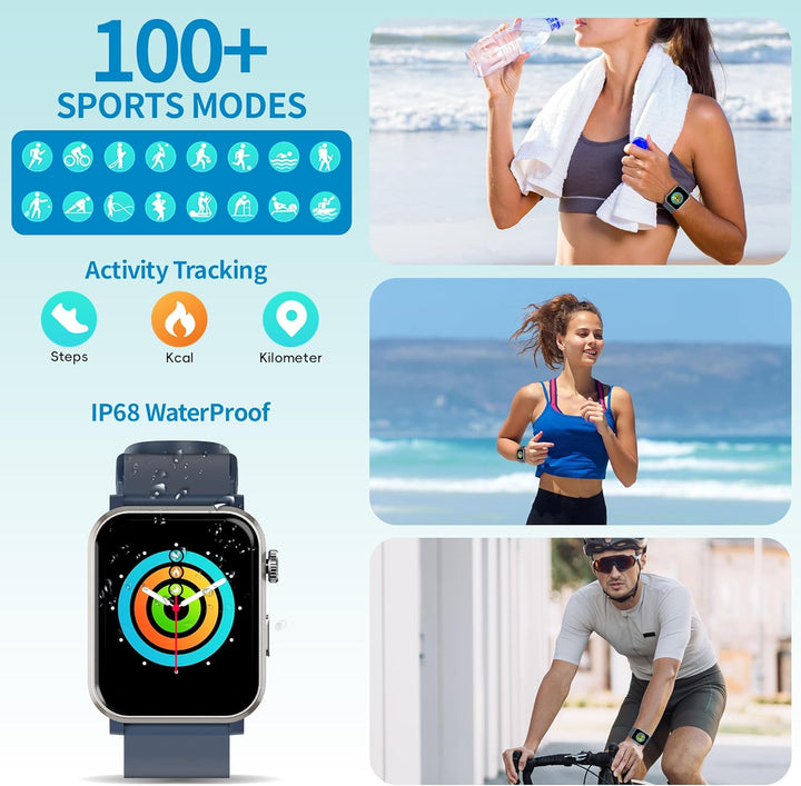 EZON 1.83" Smart Watch | Bluetooth Calling, Heart Rate | 120+ Sports Modes,S7