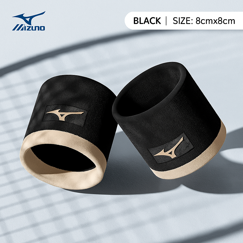 Mizuno Wristband - Sports Wristband for Badminton, Tennis, Basketball, Sweat-Absorbent Wipes