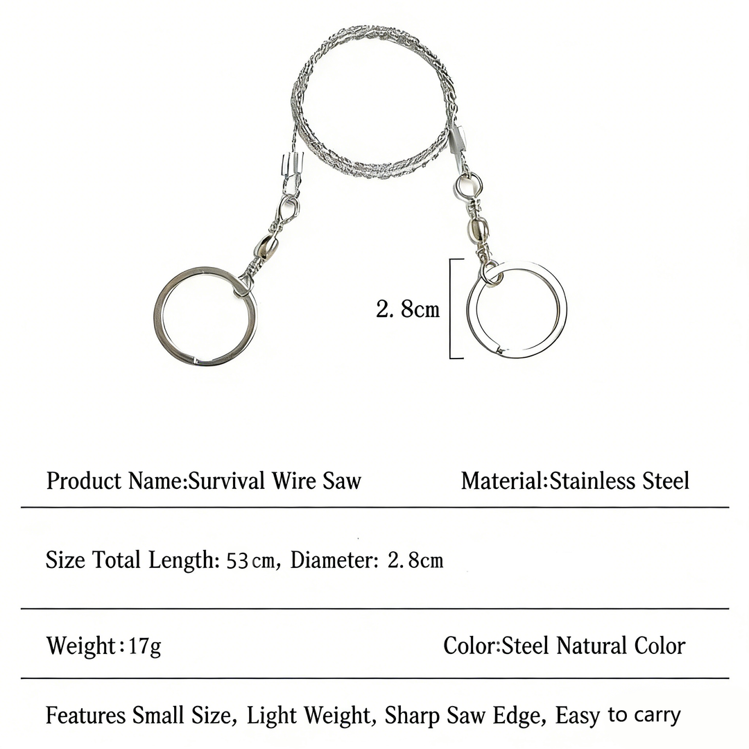 Portable Loop Survival Wire Saw - 4-Strand Steel Chain Saw for Outdoor Emergency (OPP Packaged)