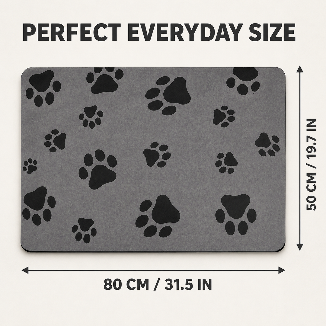 Pet Feeding Mat for Dog Cat, 80x50cm Non‑Slip Quick Dry Pet Food Water Bowl Mat, Waterproof Easy Wipe Clean Pet Placemat