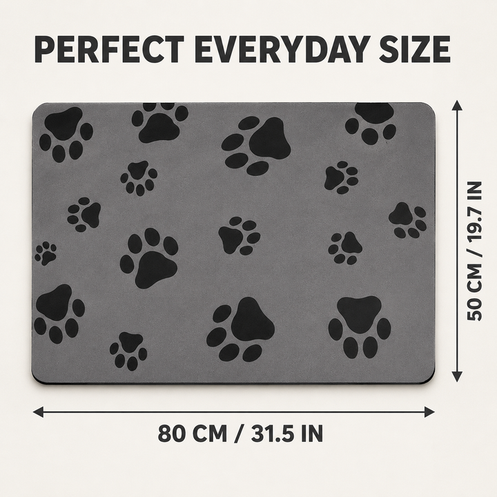 Pet Feeding Mat for Dog Cat, 80x50cm Non‑Slip Quick Dry Pet Food Water Bowl Mat, Waterproof Easy Wipe Clean Pet Placemat