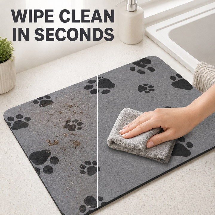 Pet Feeding Mat for Dog Cat, 80x50cm Non‑Slip Quick Dry Pet Food Water Bowl Mat, Waterproof Easy Wipe Clean Pet Placemat