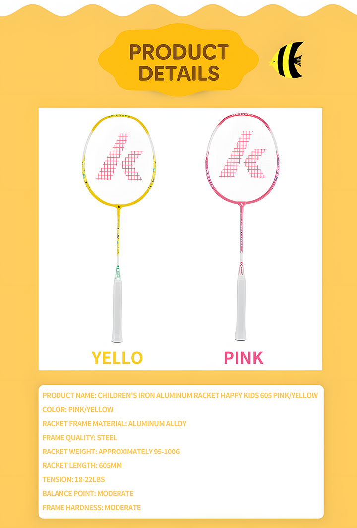 Kawasaki Happy Kids Badminton Racket Set Model 605. pink/yellow