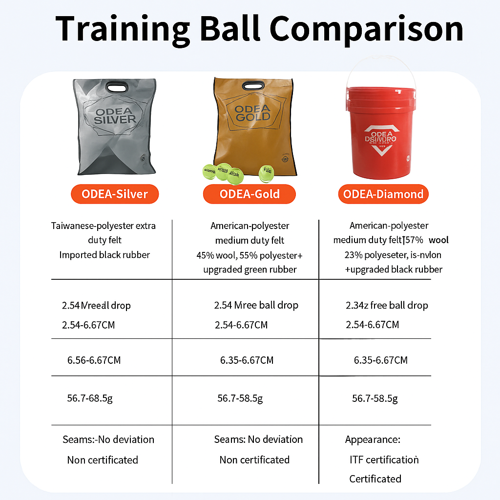 ODEA Silver Training Tennis Balls 60PCS (Rebound 135-147CM ITF)