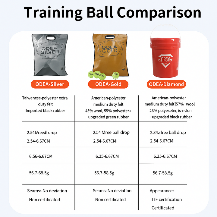 ODEA Silver Training Tennis Balls 60PCS (Rebound 135-147CM ITF)